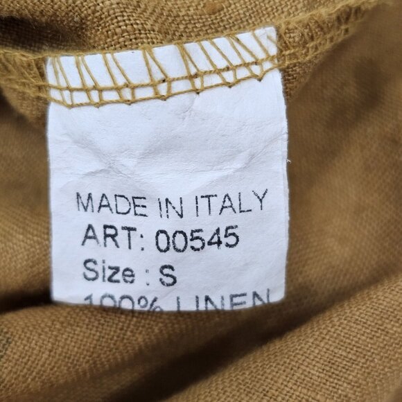 Viola Borghi Womens Linen Blouse Small Tan Boho Oversized Ethereal Baggy Relaxed - Picture 4 of 13